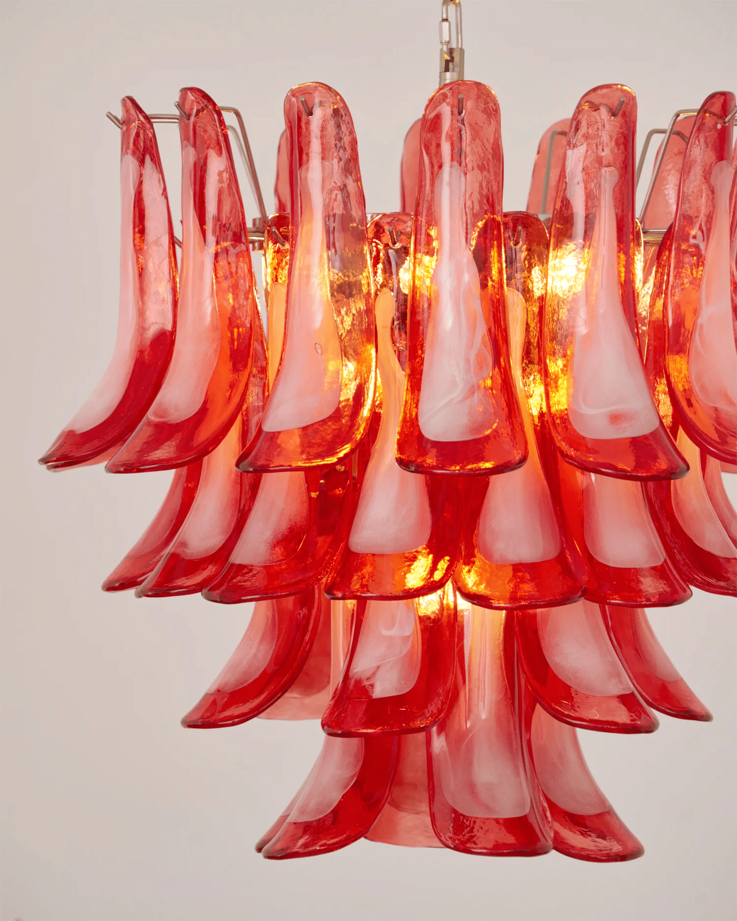 Aurora Chandelier Crimson Murano Glass Petals Layered Vintage - Letslighting