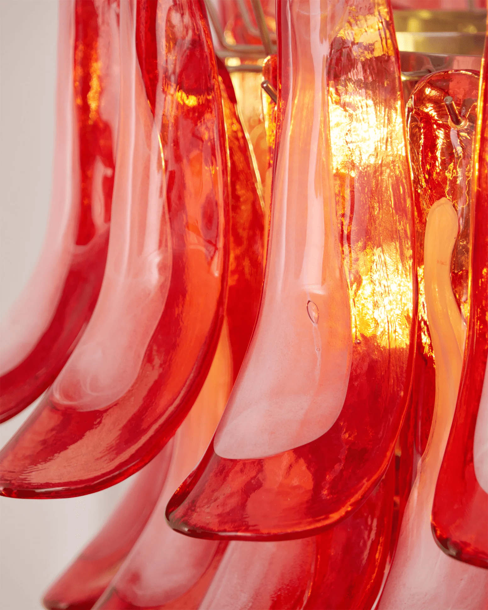 Aurora Chandelier Crimson Murano Glass Petals Layered Vintage - Letslighting