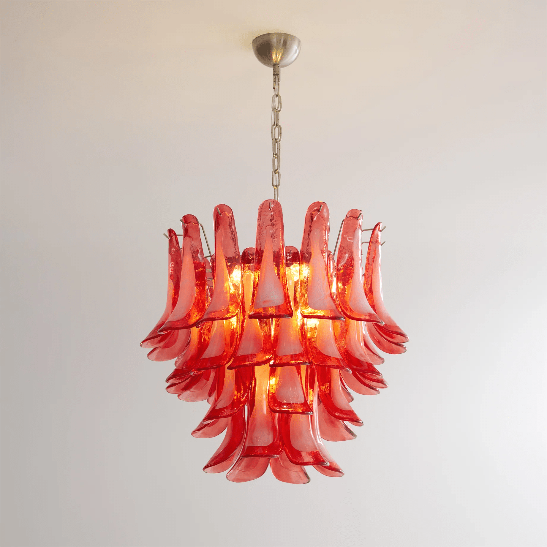 Aurora Chandelier Crimson Murano Glass Petals Layered Vintage - Letslighting