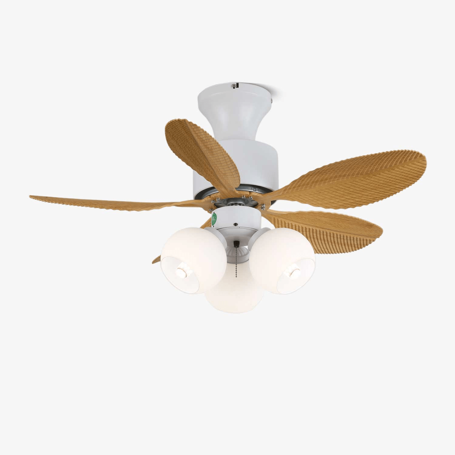 Plafonnier Ventilateur Althea Vintage en Bois, vue de face