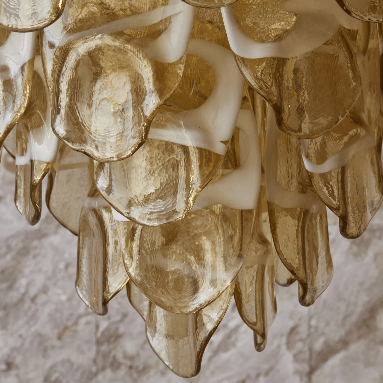 Aurora Chandelier Amber Murano Glass Oval Drops Layered - Letslighting