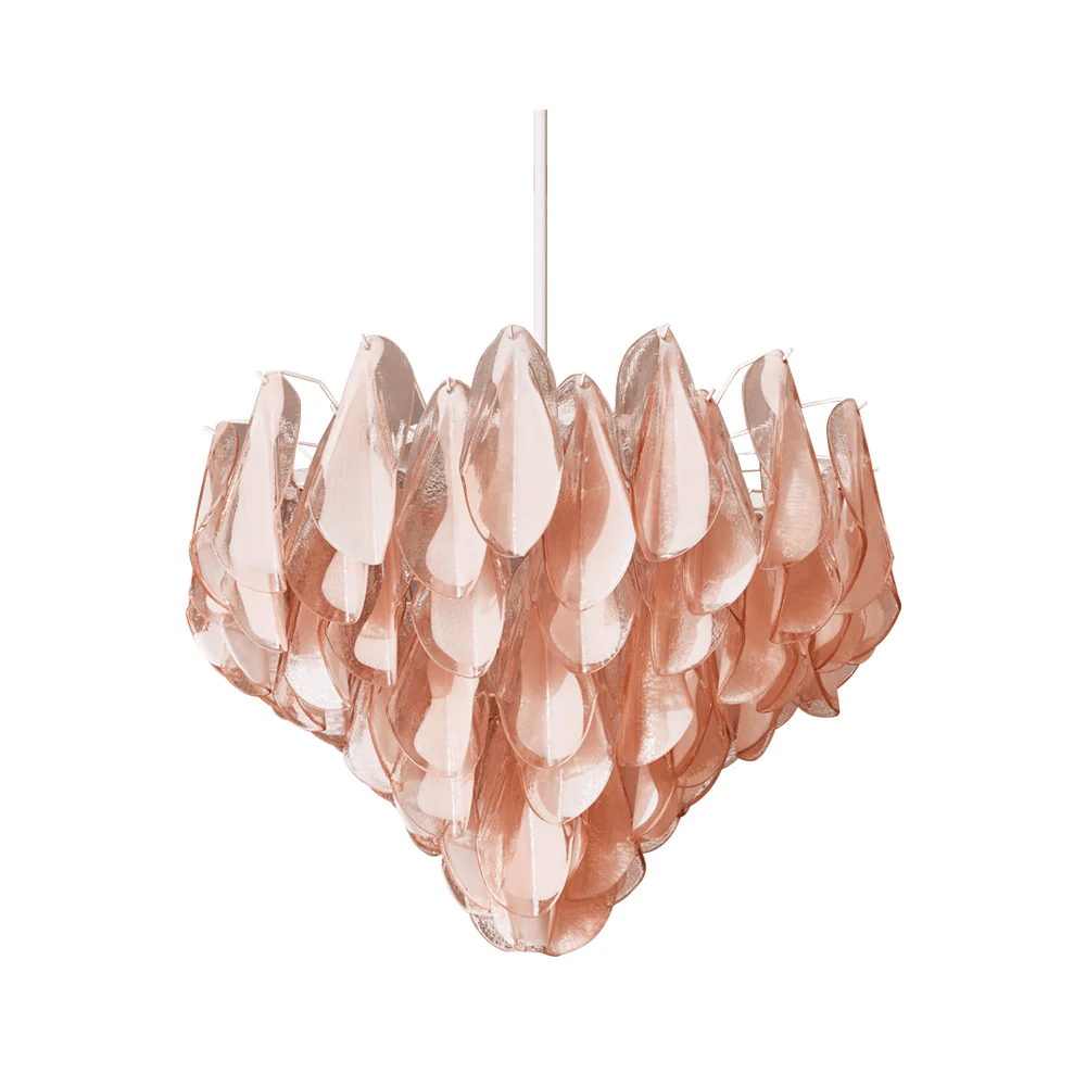 Aurora Chandelier Amber Murano Glass Oval Drops Layered - Letslighting