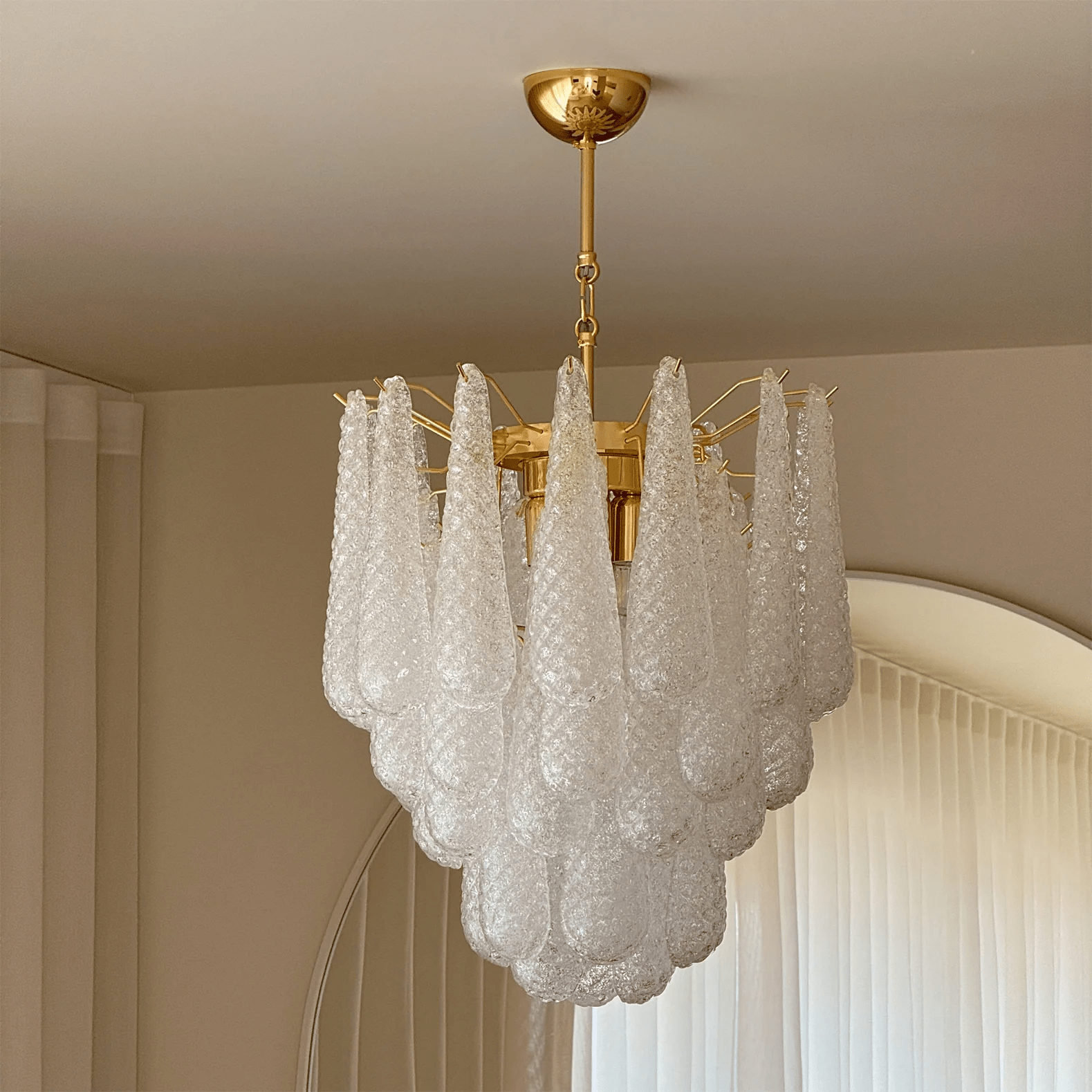 Aurora Chandelier Murano Glass Drops Frosted Teardrop - Letslighting