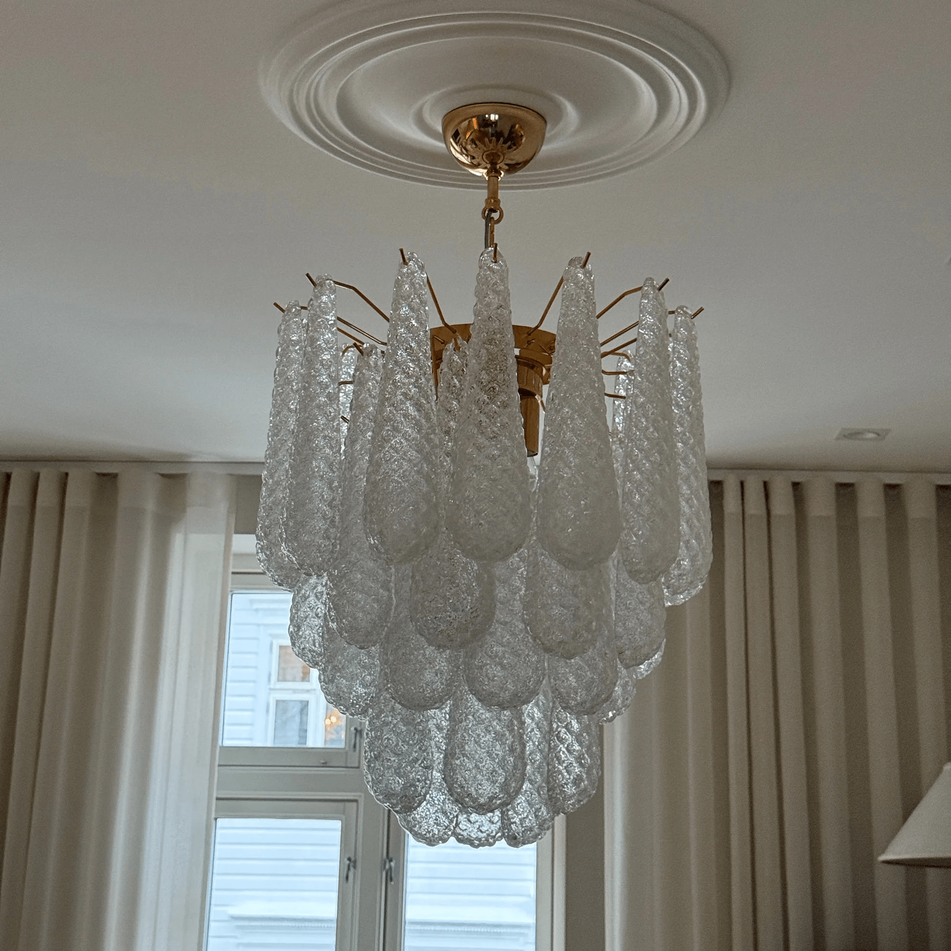 Aurora Chandelier Murano Glass Drops Frosted Teardrop - Letslighting