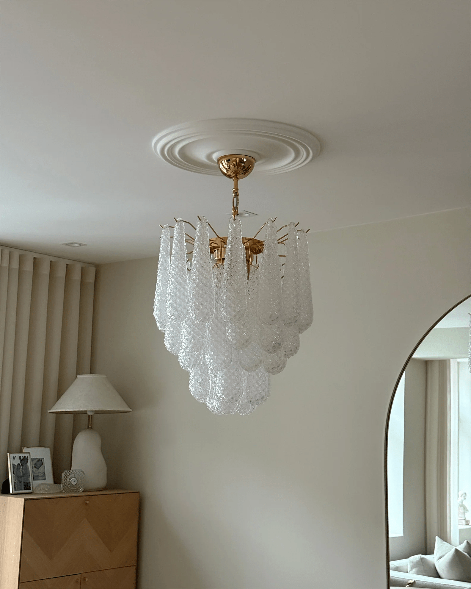 Aurora Chandelier Murano Glass Drops Frosted Teardrop - Letslighting