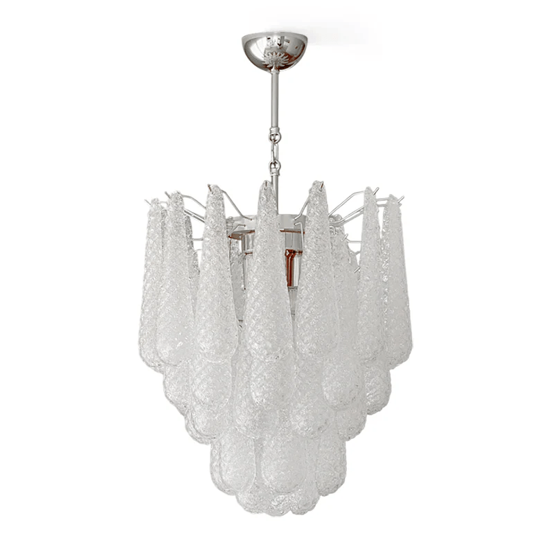 Aurora Chandelier Murano Glass Drops Frosted Teardrop - Letslighting