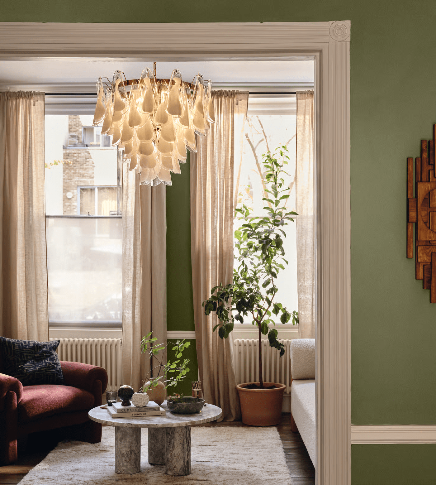 Aurora Chandelier White Leaf Glass Layered Modern - Letslighting
