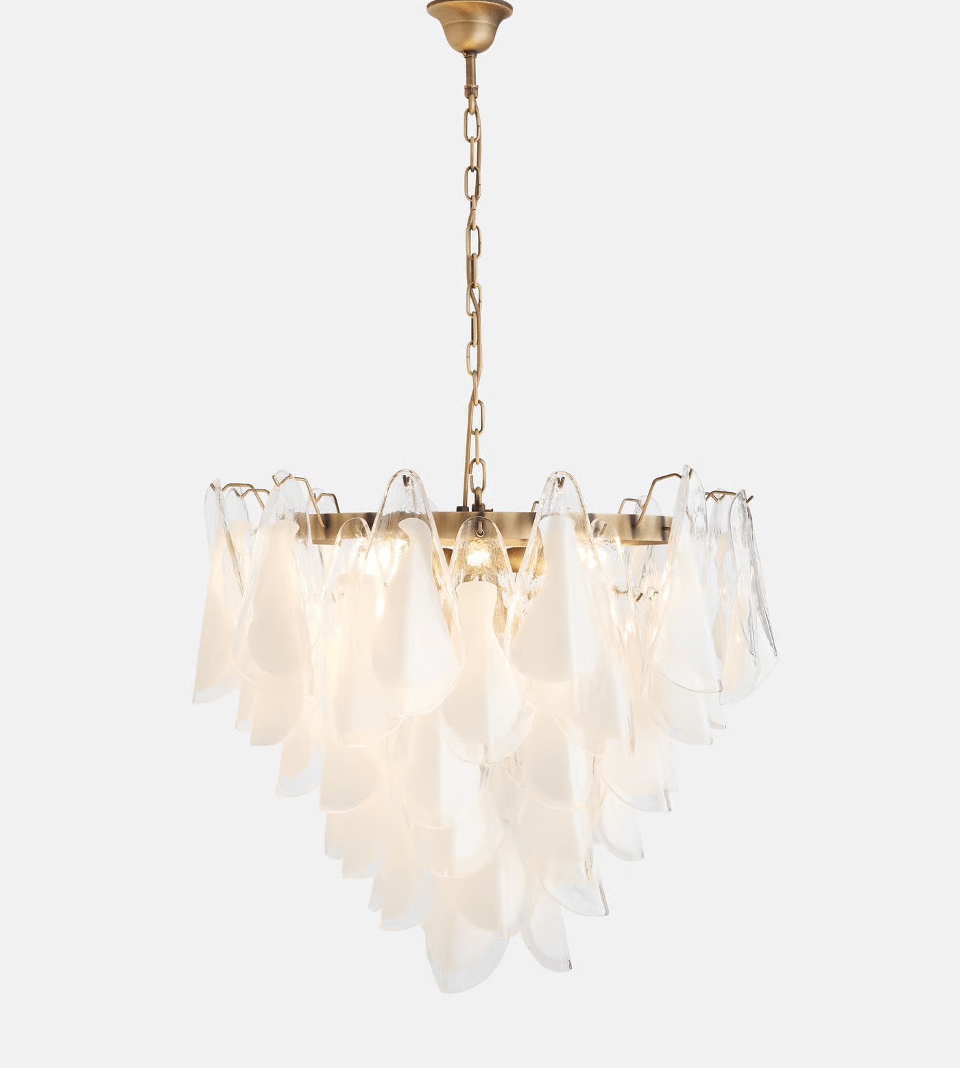 Aurora Chandelier White Leaf Glass Layered Modern - Letslighting