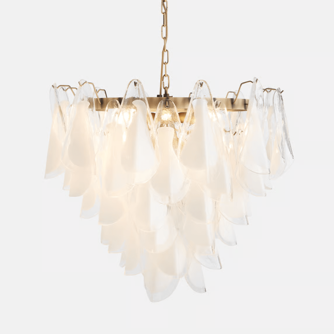 Aurora Chandelier White Leaf Glass Layered Modern - Letslighting
