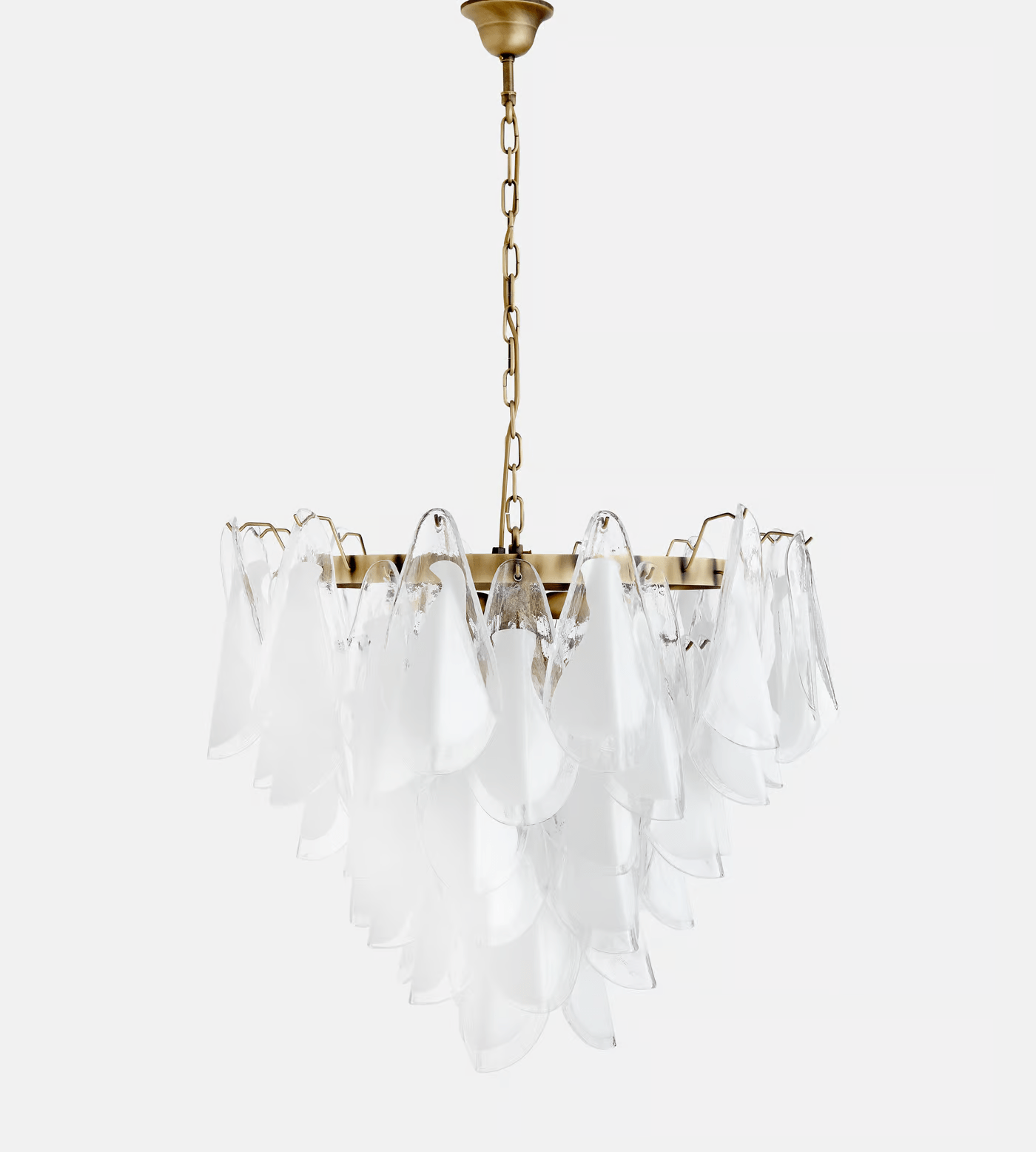 Aurora Chandelier White Leaf Glass Layered Modern - Letslighting