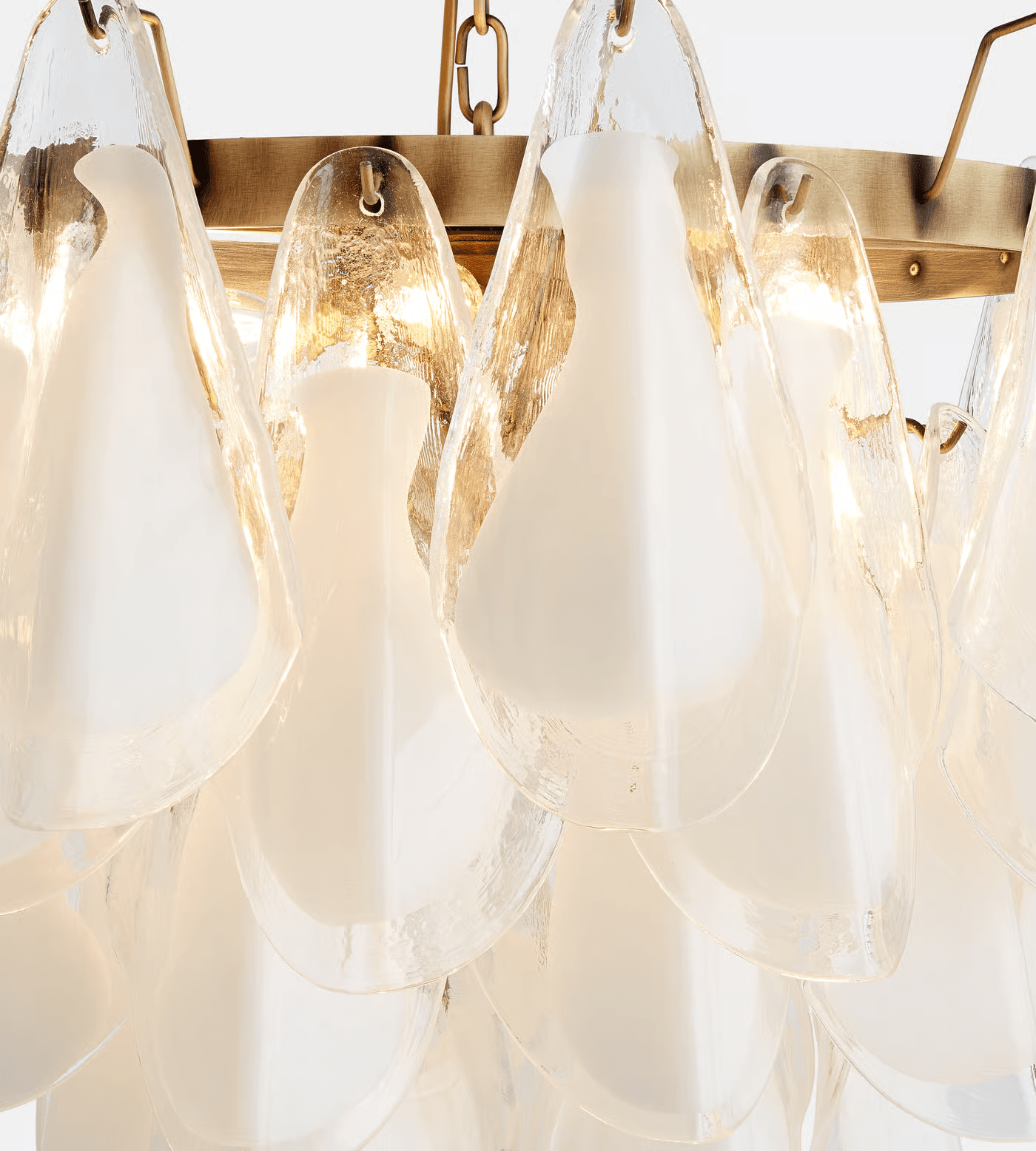 Aurora Chandelier White Leaf Glass Layered Modern - Letslighting