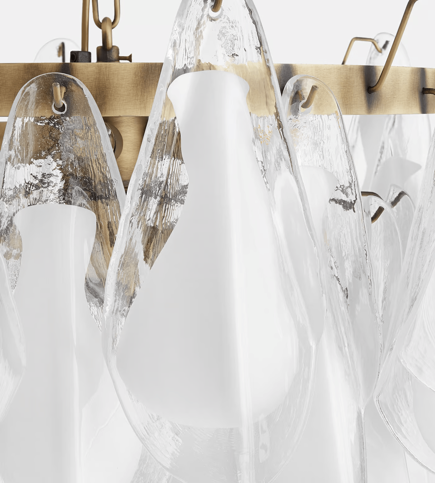 Aurora Chandelier White Leaf Glass Layered Modern - Letslighting