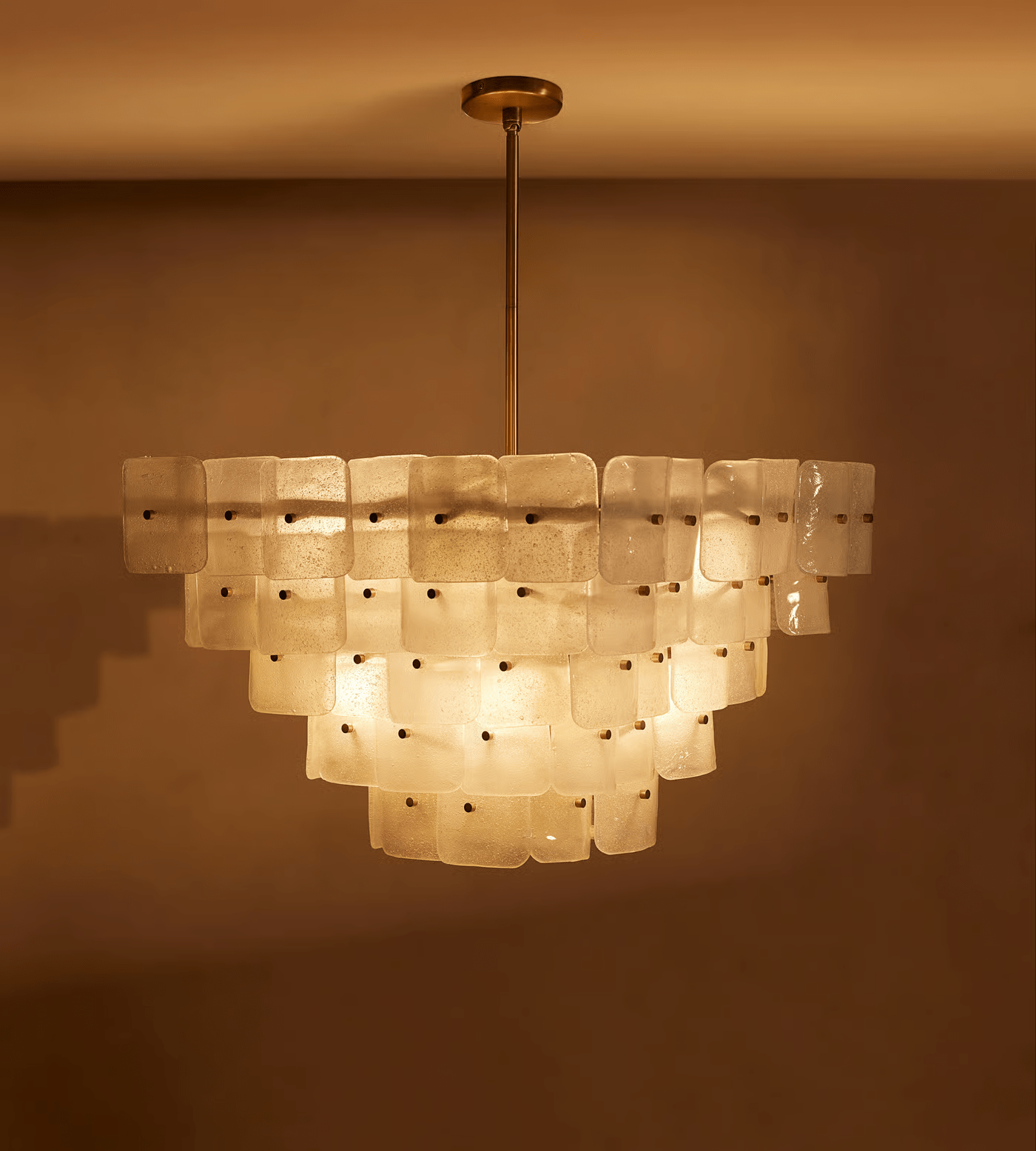 Aurora Chandelier White Frosted Glass Geometric Tiered - Letslighting