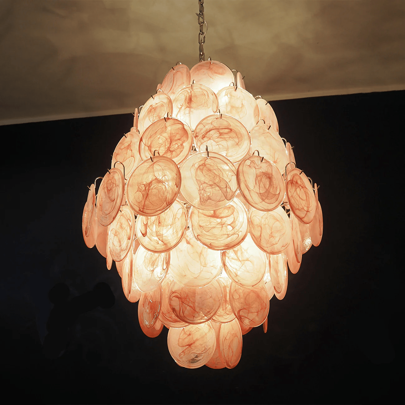 Aurora Chandelier Pink Murano Glass Handblown Discs - Letslighting