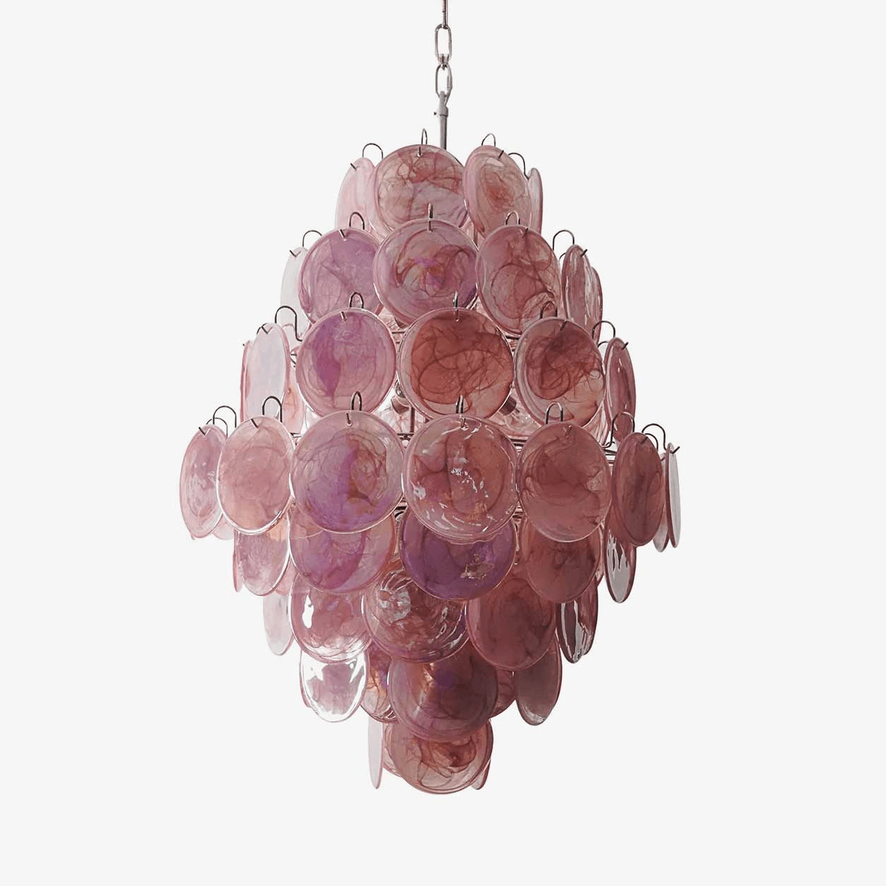 Aurora Chandelier Pink Murano Glass Handblown Discs - Letslighting
