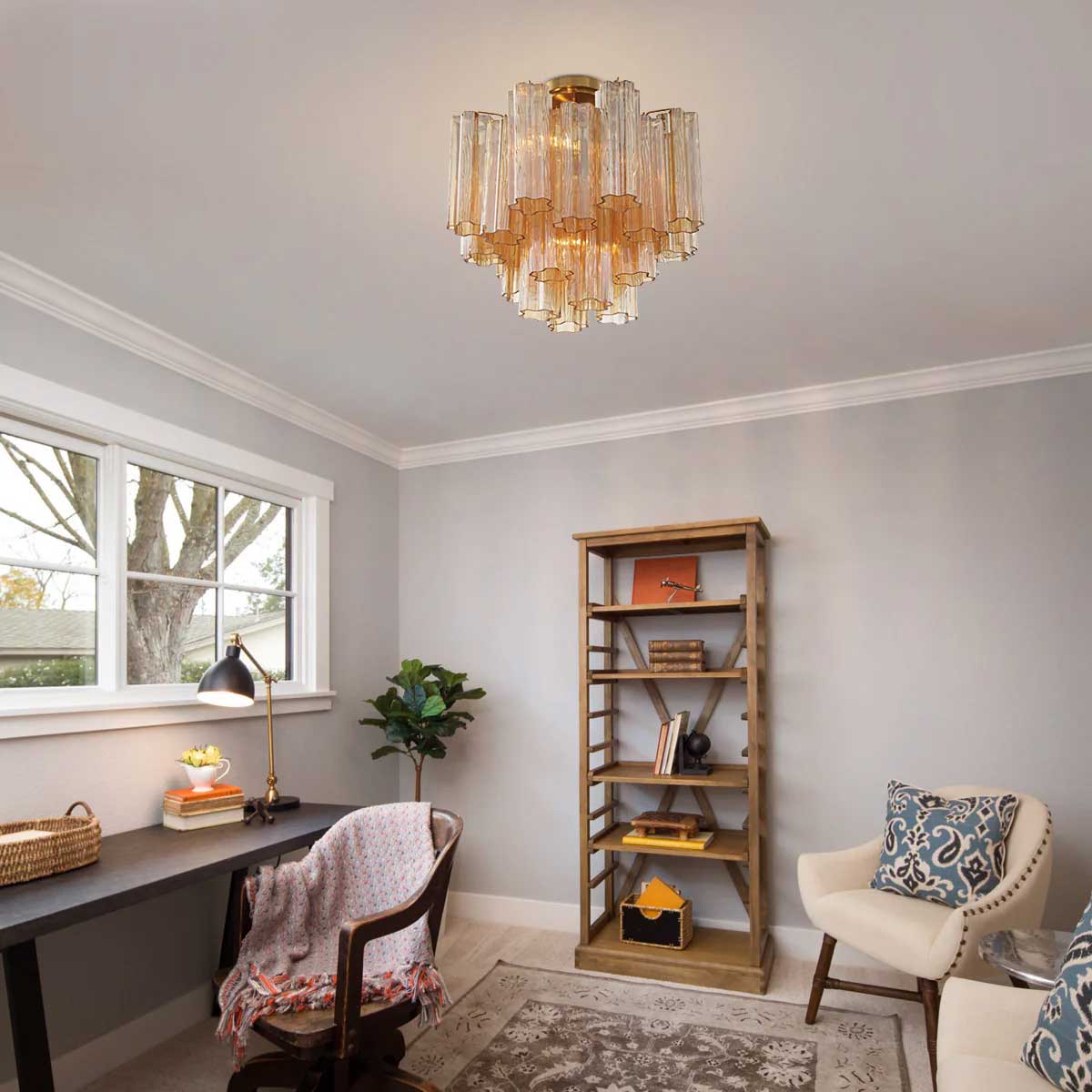 Aurora Ceiling Lamp Clear Murano Glass Tubular Handblown - Letslighting