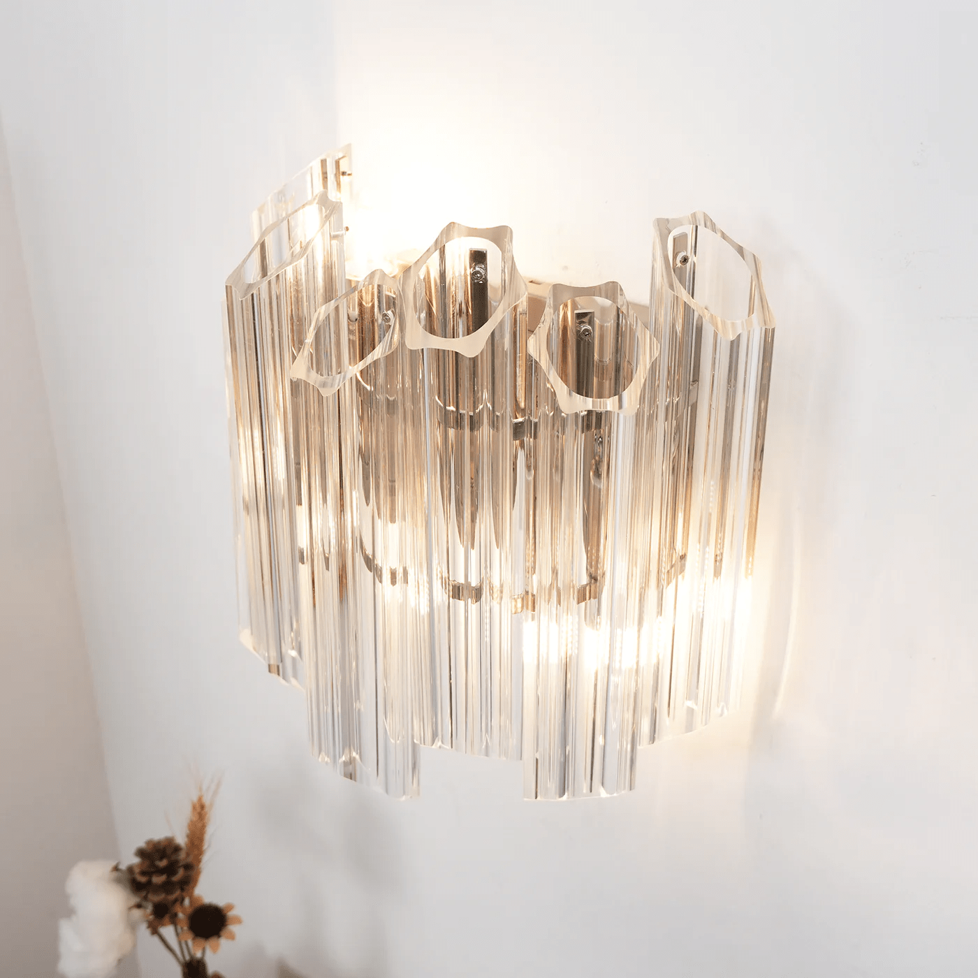 Aurora Wall Lamp Clear Murano Glass Tube Cascade - Letslighting