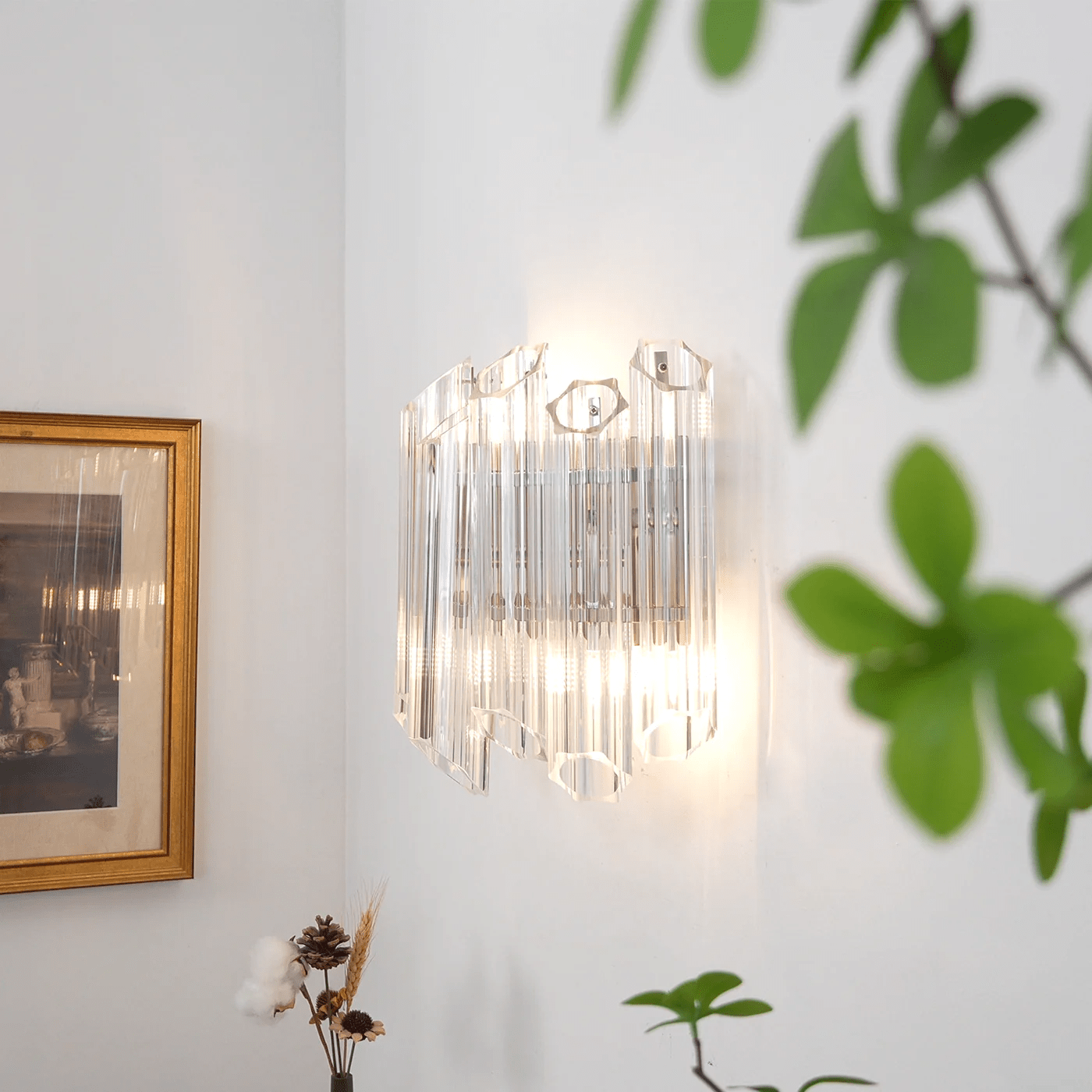 Aurora Wall Lamp Clear Murano Glass Tube Cascade - Letslighting