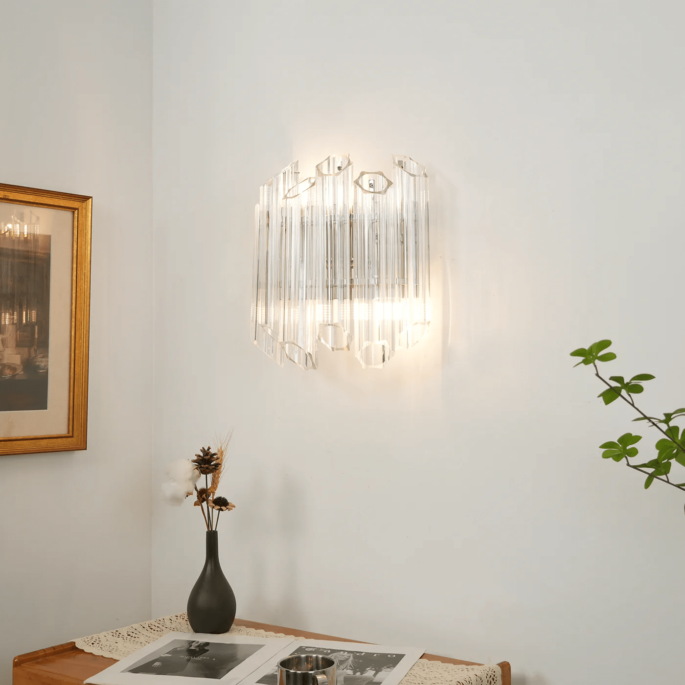 Aurora Wall Lamp Clear Murano Glass Tube Cascade - Letslighting