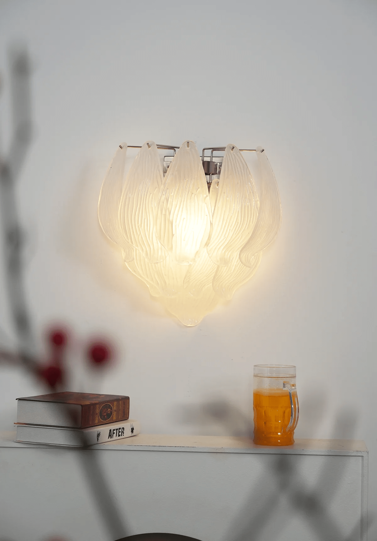 Aurora Wall Lamp Murano Glass Petal Frosted Cascading - Letslighting