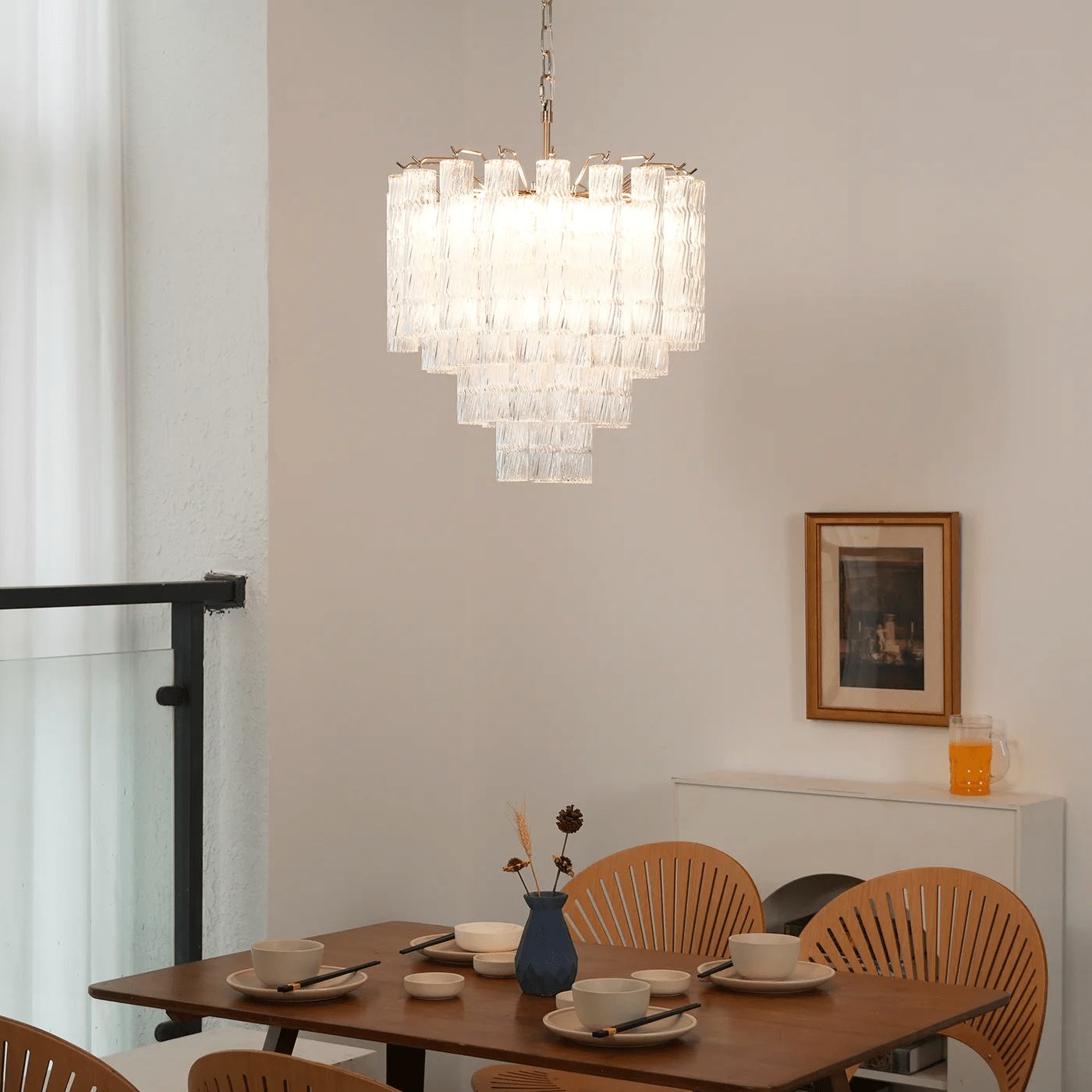 Aurora Chandelier Murano Glass Tiered Cascading Waves - Letslighting