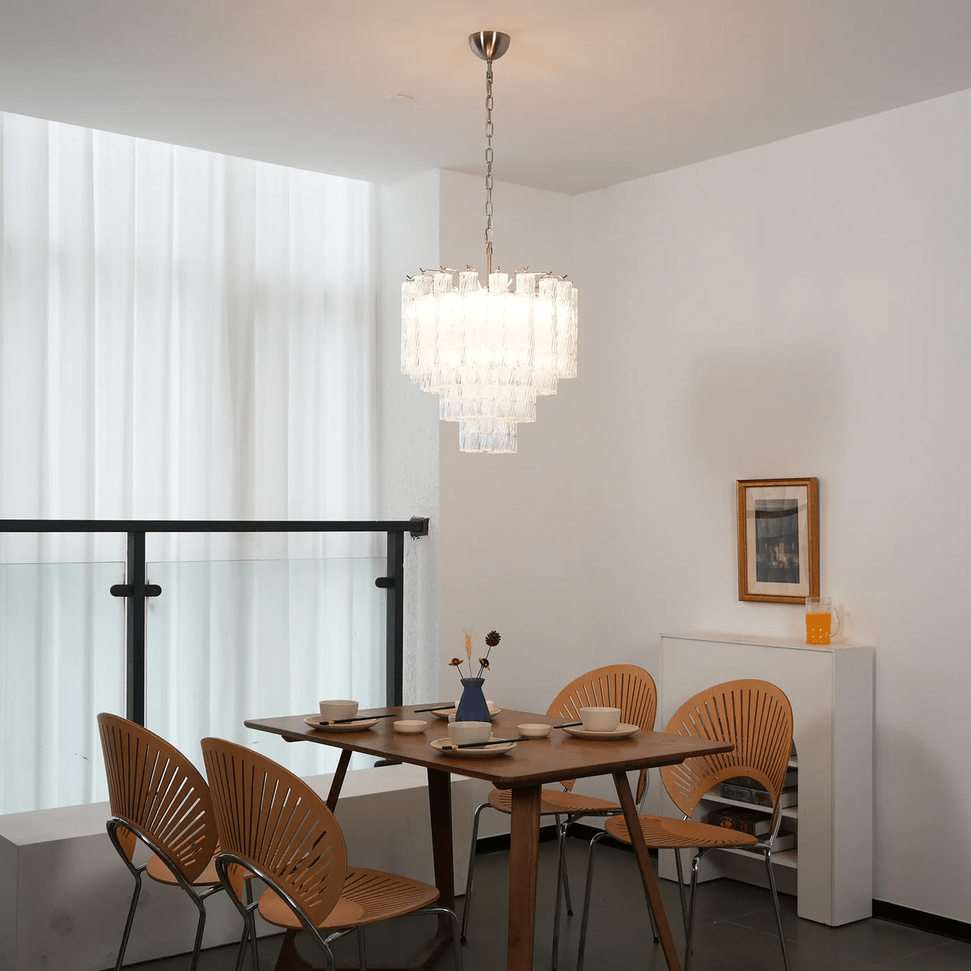 Aurora Chandelier Murano Glass Tiered Cascading Waves - Letslighting