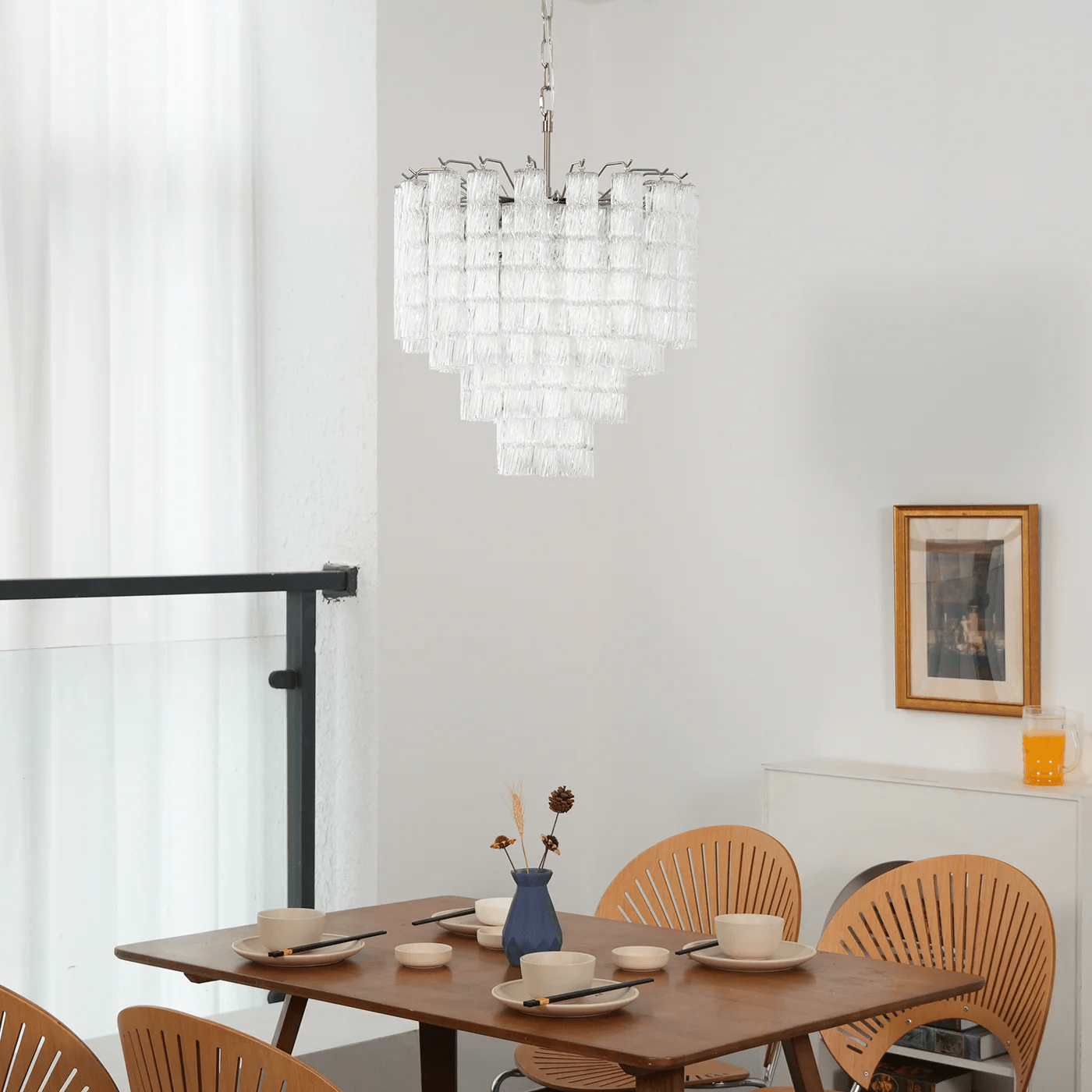 Aurora Chandelier Murano Glass Tiered Cascading Waves - Letslighting