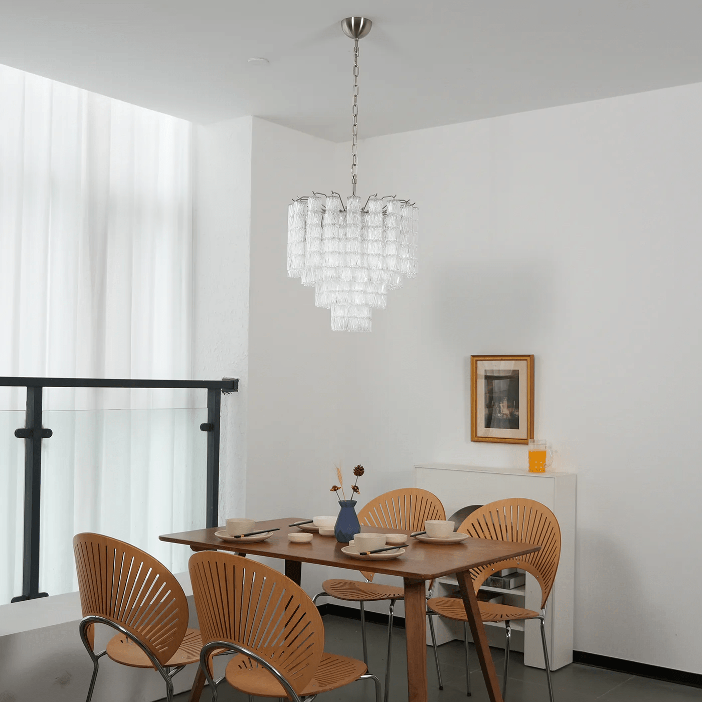 Aurora Chandelier Murano Glass Tiered Cascading Waves - Letslighting