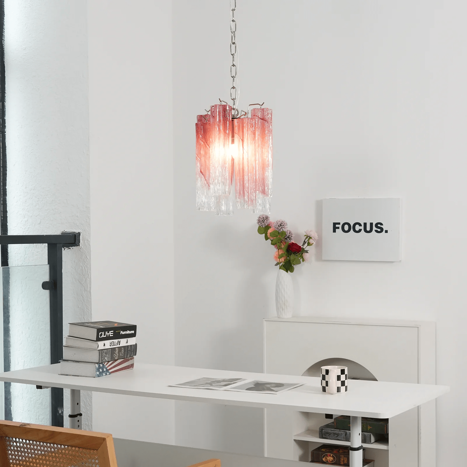 Aurora Chandelier Pink Gradient Murano Glass - Letslighting