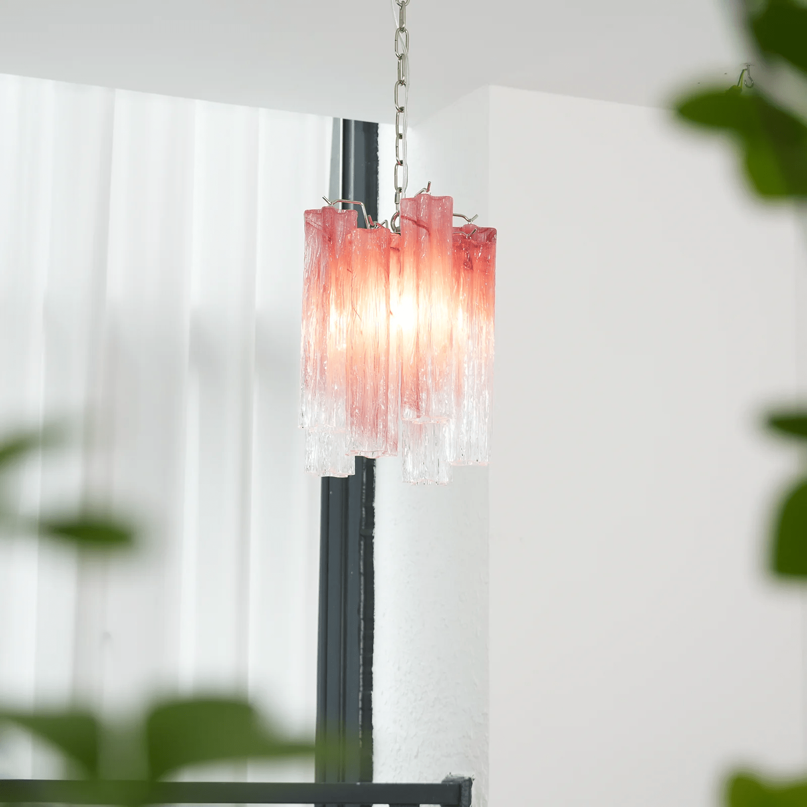 Aurora Chandelier Pink Gradient Murano Glass - Letslighting