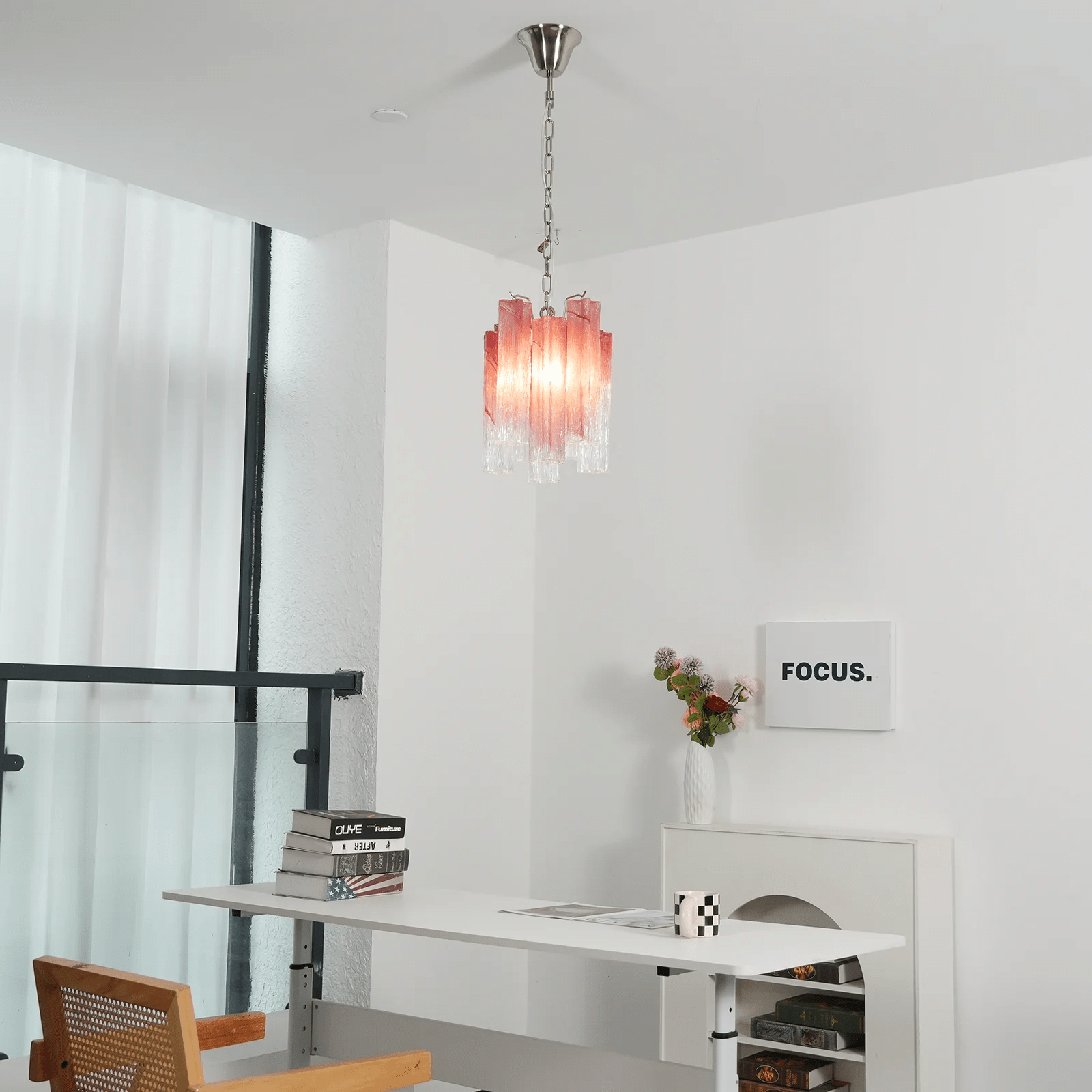 Aurora Chandelier Pink Gradient Murano Glass - Letslighting