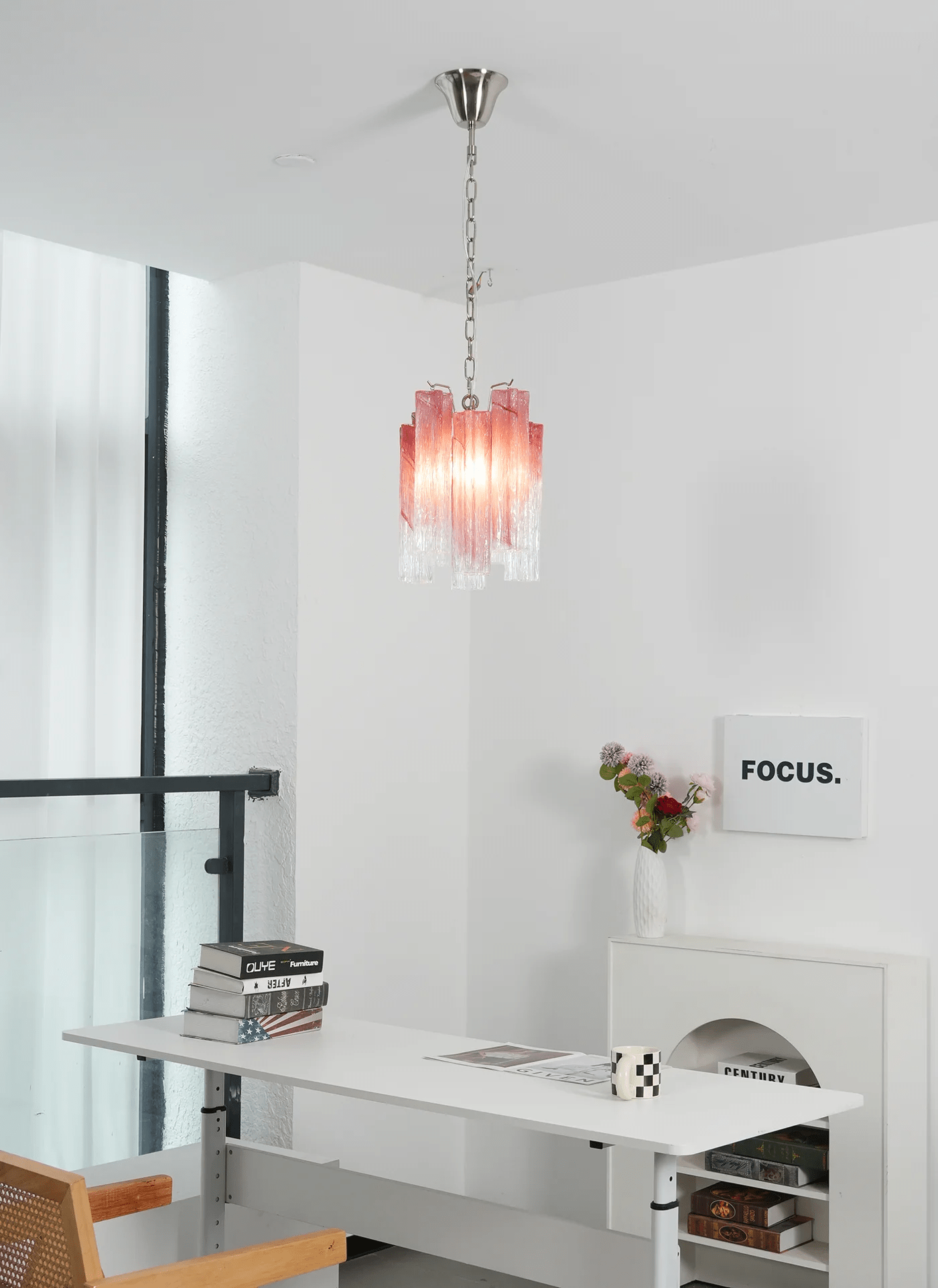 Aurora Chandelier Pink Gradient Murano Glass - Letslighting