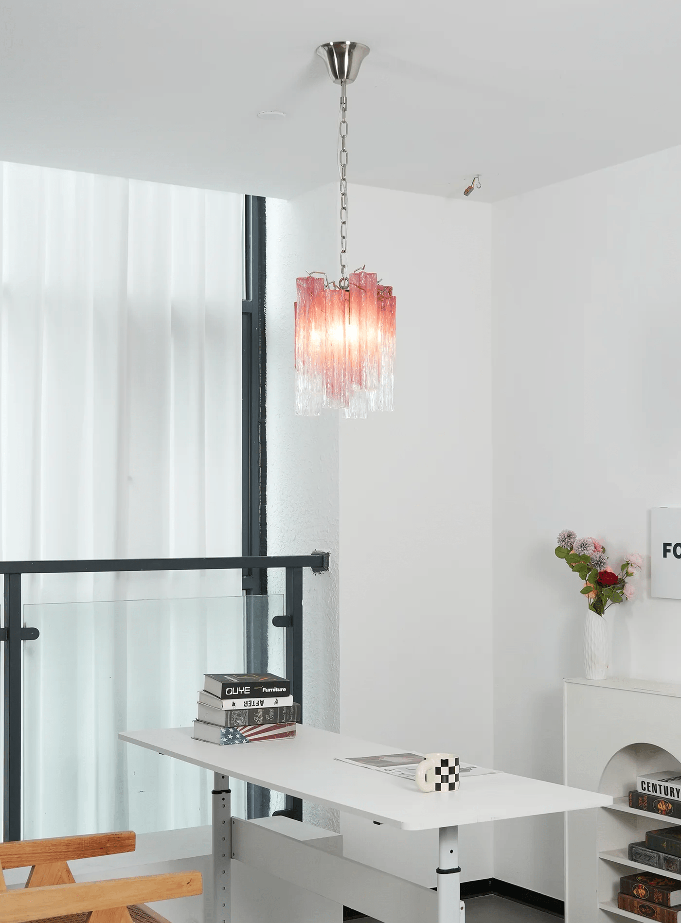 Aurora Chandelier Pink Gradient Murano Glass - Letslighting