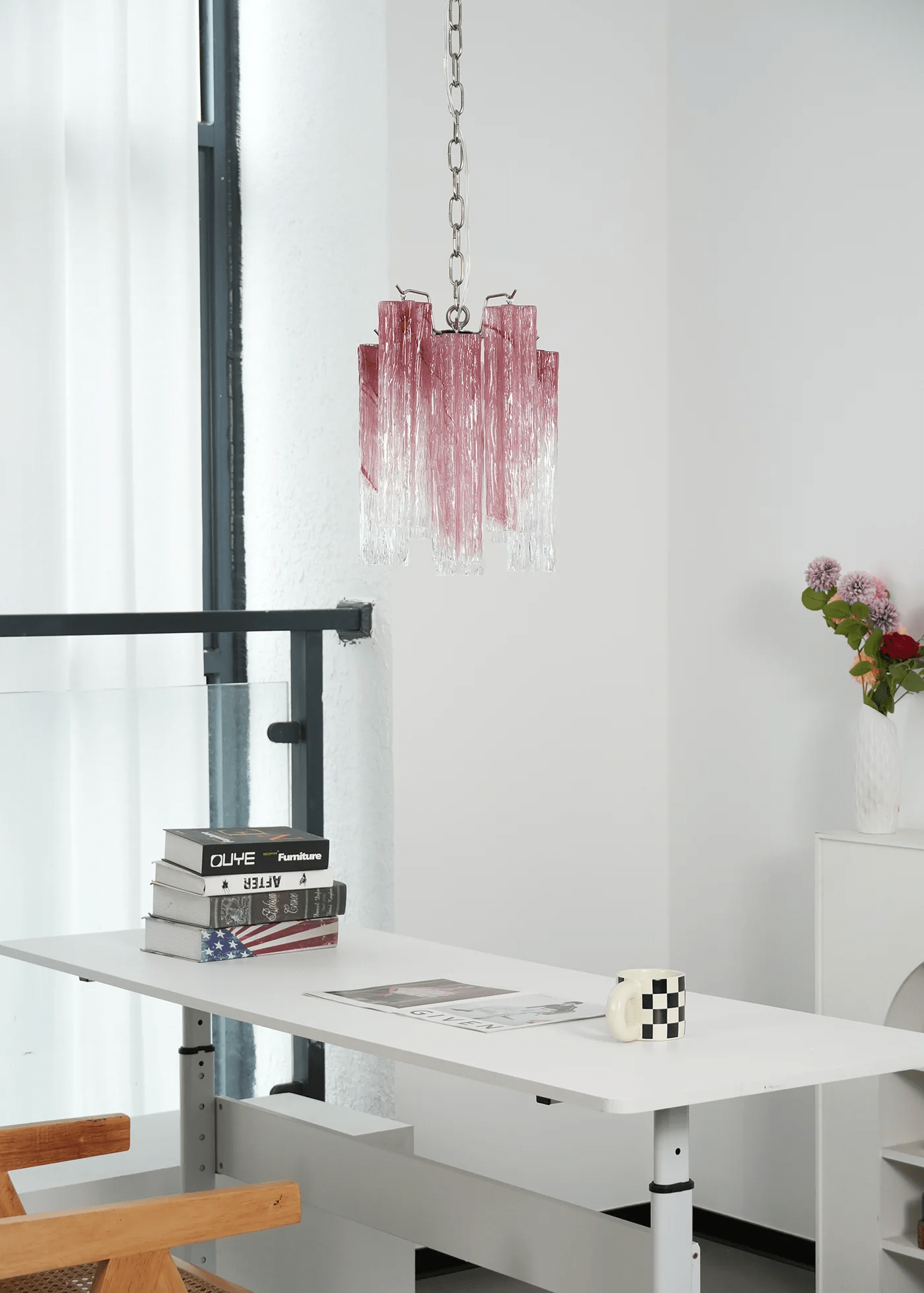 Aurora Chandelier Pink Gradient Murano Glass - Letslighting