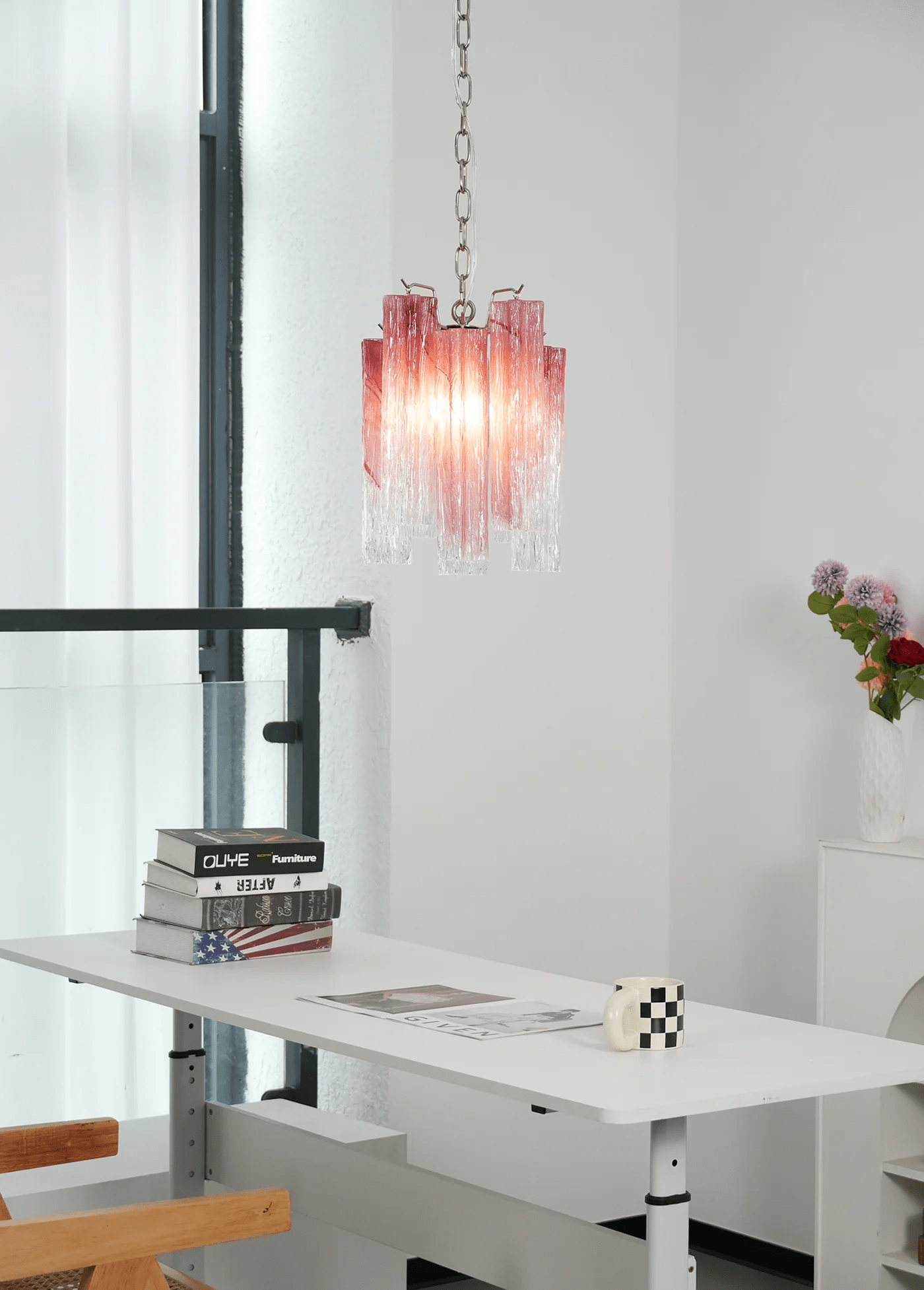 Aurora Chandelier Pink Gradient Murano Glass - Letslighting