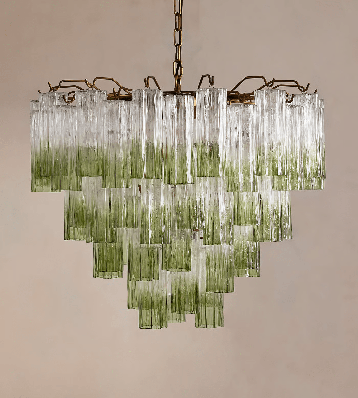 Aurora Chandelier Murano Glass Tiered Green - Letslighting