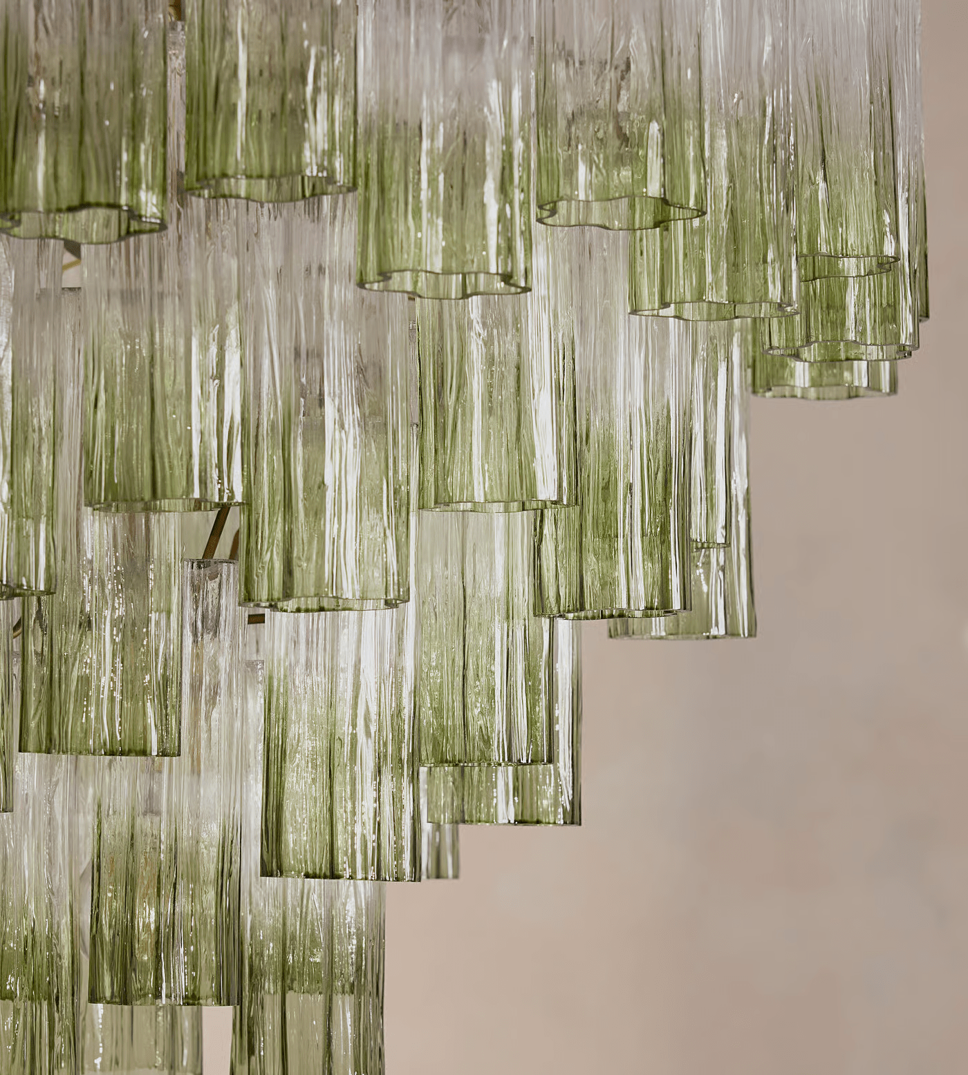 Aurora Chandelier Murano Glass Tiered Green - Letslighting