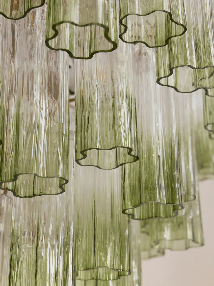 Aurora Chandelier Murano Glass Tiered Green - Letslighting