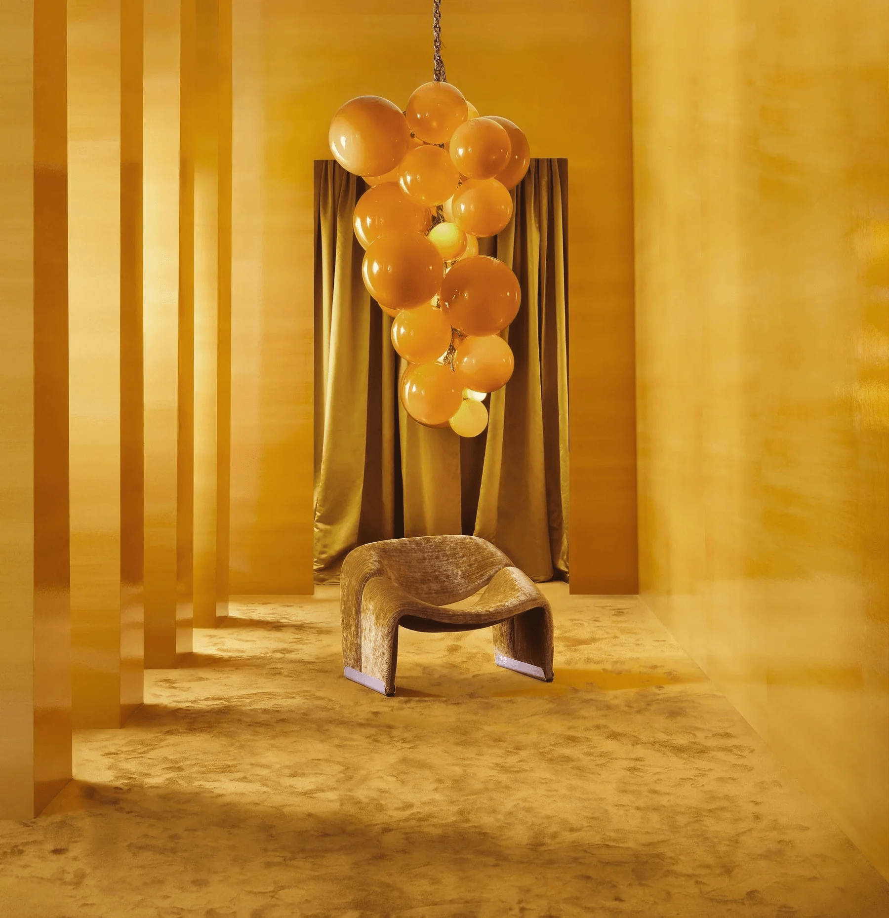 Aurora Chandelier En Verre De Murano Grappes De Raisins Art Déco - Neutralighting