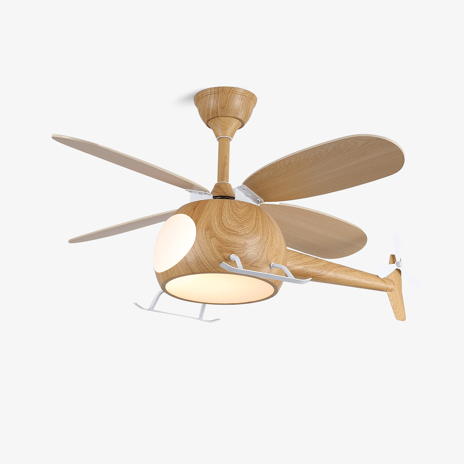 Ventilateur de plafond et luminaire Aviara Bois Moderne pour chambre d'enfant, vue d'ensemble