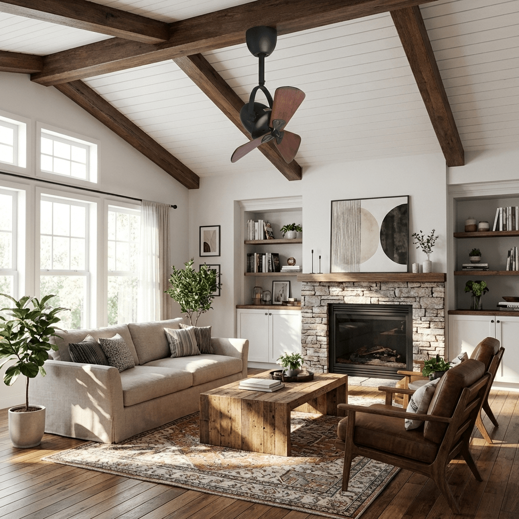 Vue de dessus du ventilateur de plafond articulé Orville