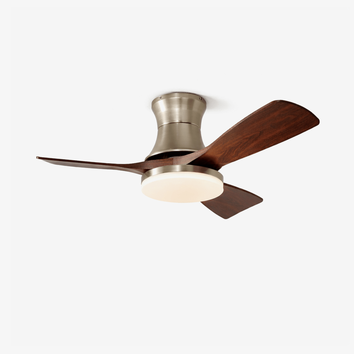 Plafonnier ventilateur Rowan Nickel avec pales déployées