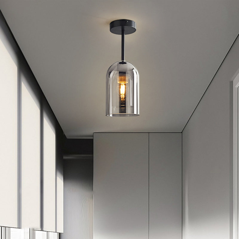 Arisha Plafonnier Cylindre Moderne, Cuivre/Verre, Cognac/Gris Fumé, Salon - Neutralighting