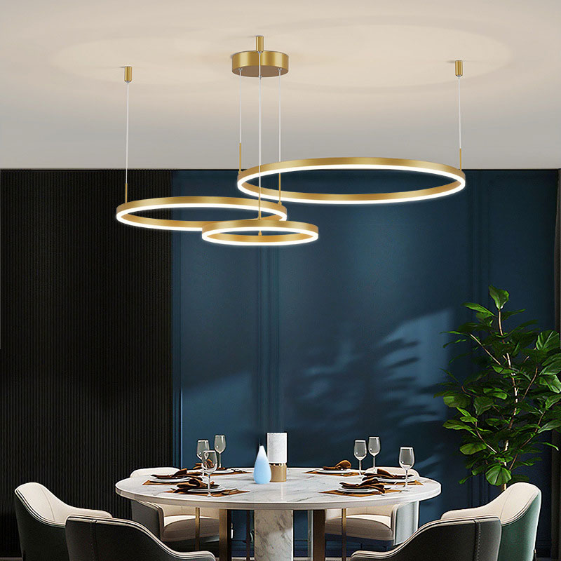 Remi Suspension Anneau Moderne Métal Noir/Doré/Café Salon