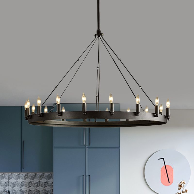 Silva Ronde Industrielle LED Suspension Noir Métal Chambre à coucher - Neutralighting