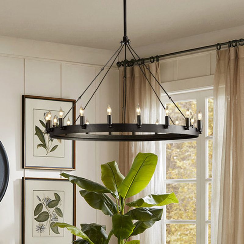 Silva Ronde Industrielle LED Suspension Noir Métal Chambre à coucher - Neutralighting