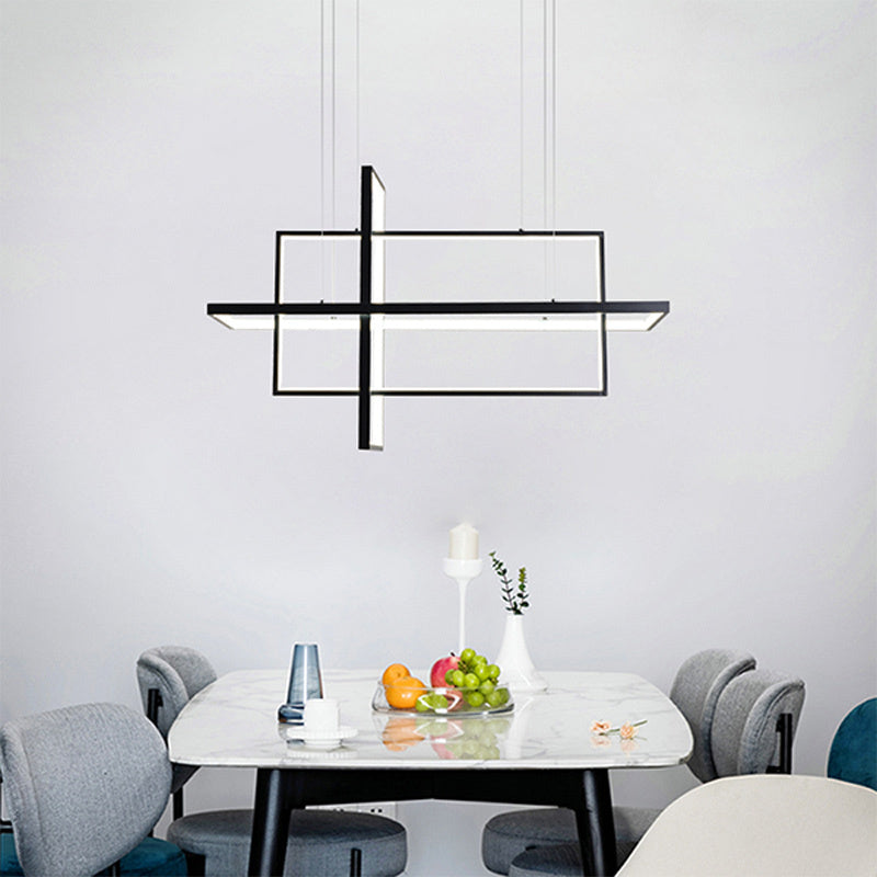 Arisha Lustre Rectangulaire Moderne, Métal/Gel de Silice, Noir/Blanc, Salon - Neutralighting