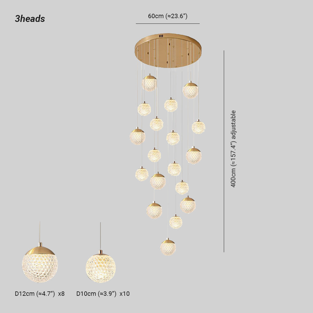 Arisha Luminaires Suspensions Multi/Bulle Moderne Métal/Acrylique Doré Chambre à Coucher - Neutralighting