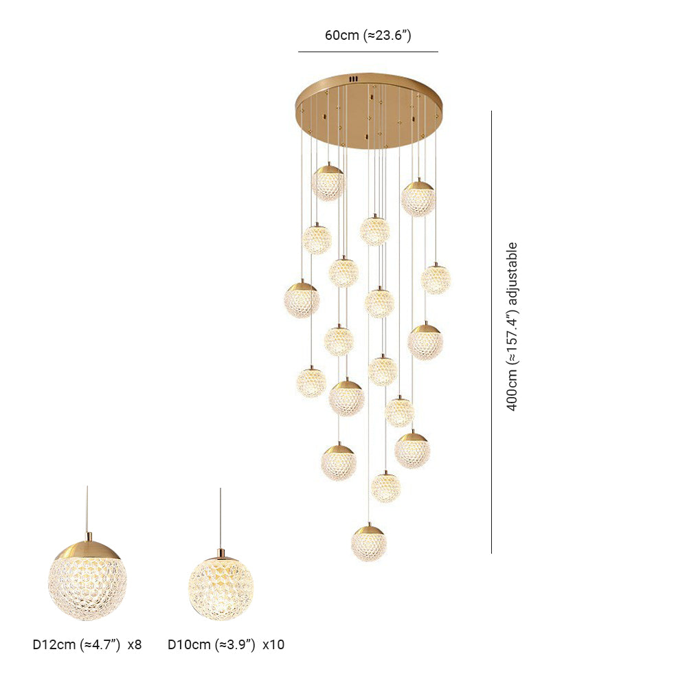 Arisha Luminaires Suspensions Multi/Bulle Moderne Métal/Acrylique Doré Chambre à Coucher - Neutralighting
