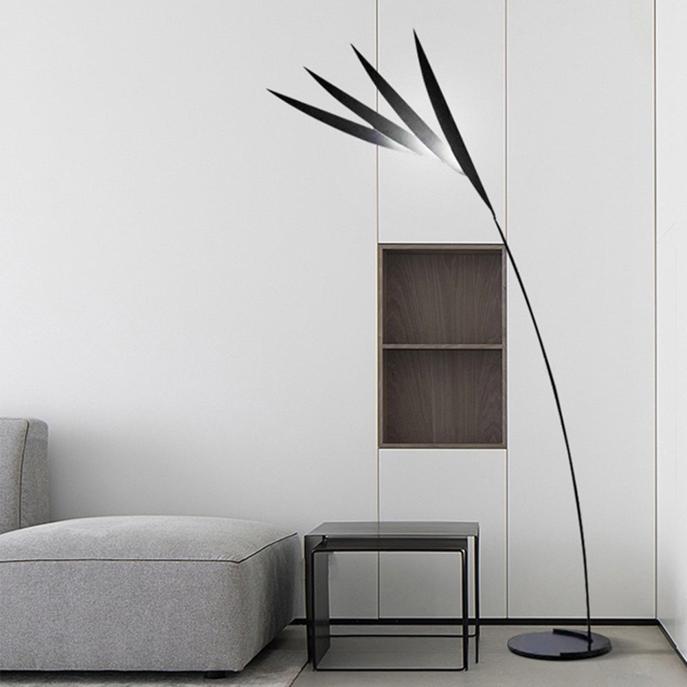 Mira Lampadaire Feuille Nordique, Métal/Acrylique, Noir, Salon - Neutralighting